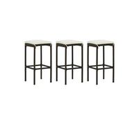 Vidaxl Tabourets De Bar Avec Coussins Lot De 3 Marron Résine Tressée Marron