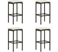 2x Tabourets de Bar avec Coussins Gris Résine Tressée Sièges Comptoir vidaXL