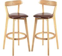 Tabourets de Bar avec Dossier et Repose-Pieds, tabourets de Bar Modernes rembourrés for comptoir de Cuisine ou Salle à Manger, tabourets de Bar Hauts à Structure en Bois(Brown-2ps,61cm)