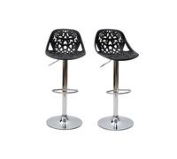 Tabourets de bar design avec motif baroque noir (lot de 2) BAROCCA