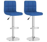 Tabourets de bar - BEST - Lot de 2 - Bleu Tissu - Hauteur réglable - Repose-pied intégré