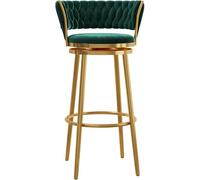 Tabourets de Bar，Bistro Tabouret Tabouret de bar pivotant, tabouret de bar en velours avec dossier haut, repose-pieds et pieds en métal doré, chaise de salle à manger pour îlot de cuisine (Vert, 65cm)