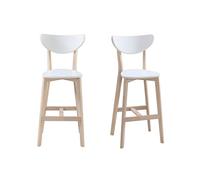 Tabourets de bar scandinaves blanc et bois 75 cm (lot de 2) LEENA