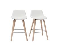 Miliboo - Tabourets de bar design blanc et bois clair H65 cm (lot de 2) NONIE