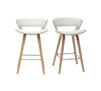 Miliboo Tabourets de Bar Design Blanc et Bois Clair H65 cm (Lot de 2) Syrah