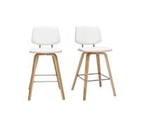 Tabourets de bar blancs et bois clair H66 cm (lot de 2) SEGUR