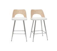 Tabourets de bar design bois et blanc H66.5 (lot de 2) FALCOM