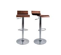 Tabourets de bar design bois foncé noyer et acier chromé (lot de 2) SURF V2