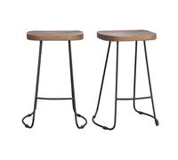 Tabourets de bar bois manguier massif et métal 65 cm (lot de 2) RUNKO