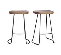 Tabourets de bar bois manguier massif et métal (lot de 2) RUNKO