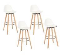 Tabourets de Bar - Box and beyond - Lot 4 - Hauteur 91 cm - Bois, Métal et Plastique Blanc - Repose-pieds