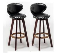 Tabourets de Bar, Chaise de Bar en Bois avec Dossier et Repose-Pieds, tabourets de Bar en Similicuir, Lot de 2, Style Ferme Vintage, chaises de comptoir/cuisine/70 cm