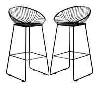 Tabourets de Bar, chaises de Bar à Hauteur de 26/30 Pouces comptoir Les tabourets de Bar avec Dos Creux, Jambes en métal Repose-Pieds, tabourets Hauts pour comptoir de Cuisine pub Bistro (2ps Noirs