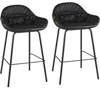 Tabourets de Bar chaises de Bar à Hauteur de comptoir avec siè rembourré en Cuir synthétique Jambes en métal Noir, Support 330 LB, Ensemble de 2 (Noir, 65 cm / 25,6 Pouces)