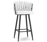 Tabourets de Bar, chaises de Bar, Tabouret Haut, siège rembourré en Velours, Tabouret de Cuisine pivotant à 360° avec Repose-Pieds for comptoir îlot, pub, Bistro, Vert(White 1 Pcs,Black Leg)