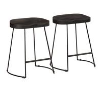 vidaXL Tabourets de Bar Lot de 2 Noir 49x43x79 cm Bois manguier Massif, Chaise, Chaise de Bar de Cuisine, Chaise de Restaurant