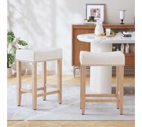 Tabourets de bar Ckaff Ensemble de 2, chaises de bar de 65,5 cm de haut, chaises de cuisine, en lin, chaise de maquillage, chaise de salle à manger, tabouret de salle de bain, tabouret de bureau, tabo