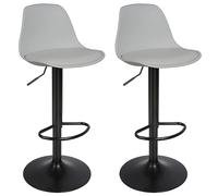 Tabourets de Bar Classique avec Dossier et Repose-Pieds,Tabouret de Bar Moderne Chaise de Cuisine Haute pivotante à Hauteur réglable 55-75cm,Rotative à 360°,Muet et Robuste (Gris-2)
