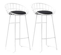 Tabourets de Bar, comptoir Heigh Velvet rembourré Les tabourets avec Dos, Chaise de Bar pour îlot de Cuisine, tabourets à Manger avec Une capacité de 330 LB (blanc-2ps, 75 cm / 29,6 Pouces)