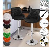 Tabourets de Bar Cuisine - MIADOMODO - Lot de 2 - Noir - Simili-Cuir et Métal - Hauteur Réglable