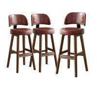 Tabourets de Bar de comptoir en Cuir PU Marron, Hauteur 65 cm, Pieds en | Ces tabourets de bar sont revêtus de cuir PU marron, ont une hauteur de comptoir de 65 cm et des pieds robustes en bois d'
