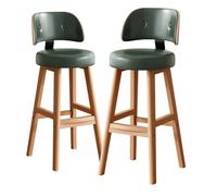Tabourets de Bar de comptoir en Cuir PU Vert de 65 cm avec Dossier incurvé, | Les tabourets de bar de hauteur comptoir ont une hauteur de 65 cm, un revêtement en cuir PU vert, un dossier incurvé et une