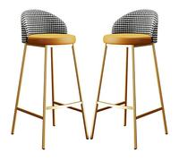 Tabourets de Bar de Cuisine/Bar Haut de Gamme, Chaise de Petit-déjeuner, Tabouret de Bar Moderne en Similicuir doré avec Dossier, pour Club, pub, Bistro, Lot de 2, Jaune, 65 cm
