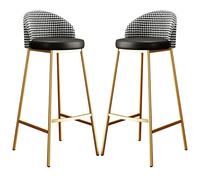 Tabourets de Bar de Cuisine/Bar Haut de Gamme, Chaise de Petit-déjeuner, Tabouret de Bar Moderne en Similicuir doré avec Dossier, pour Club, pub, Bistro, Lot de 2, Noir, 75 cm