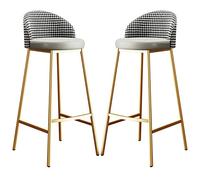 Tabourets de Bar de Cuisine/Bar Haut de Gamme, Chaise de Petit-déjeuner, Tabouret de Bar Moderne en Similicuir doré avec Dossier, pour Club, pub, Bistro, Lot de 2, Gris, 65 cm