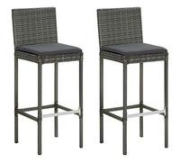 Tabourets de bar de jardin et coussins lot de 2 résine tressée
