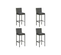 2x Tabourets de Bar de Jardin avec Coussins Gris Résine Tressée Sièges vidaXL