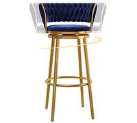 Tabourets de bar de luxe, tabourets de comptoir hauts avec dossier, chaises de bar pivotantes à 360° avec pieds en métal et repose-pieds, parfaits pour la cuisine, l'îlot central, le pub et le bistro.