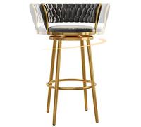 Tabourets de bar de luxe, tabourets de comptoir hauts avec dossier, chaises de bar pivotantes à 360° avec pieds en métal et repose-pieds, parfaits pour la cuisine, l'îlot central, le pub et le bistro.