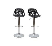 Tabourets de bar design avec motif baroque noir (lot de 2) BAROCCA