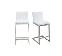 Tabourets de bar design blancs avec pieds métal (lot de 2) STELLAR