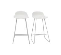 Tabourets de bar design blancs H65 cm (lot de 2) ELLA