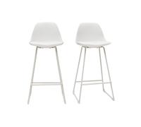 Tabourets de bar design blancs pieds métal 66 cm (lot de 2) FRANZ
