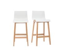 Miliboo - Tabourets de bar design bois et blanc H65 cm (lot de 2) NEW SURF