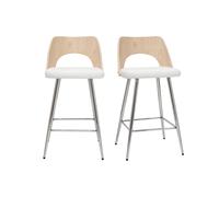 Tabourets de bar design bois et blanc H66.5 (lot de 2) FALCOM