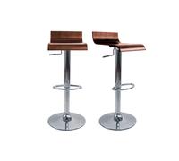 Tabourets de bar design bois foncé noyer et acier chromé (lot de 2) SURF V2