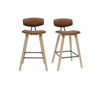 Tabourets de bar design marron et bois clair H69 cm (lot de 2) VASCO