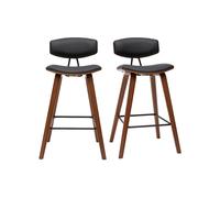Tabourets de bar design noir et bois foncé H69 cm (lot de 2) VASCO