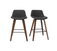 Tabourets de bar design noir et noyer H65 cm (lot de 2) NONIE