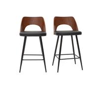 Tabourets de bar design noirs et noyer H66.5 (lot de 2) FALCOM
