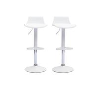 Tabourets de bar design réglables blancs 360° (lot de 2) KRONOS
