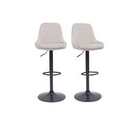 Tabourets de bar design réglables en tissu velours taupe et métal noir 360° (lot de 2) HOLO