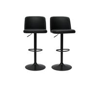 Tabourets de bar design réglables noirs et métal noir (lot de 2) MONTI