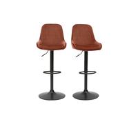Tabourets de bar design réglables velours rouge tomette (lot de 2) HOLO