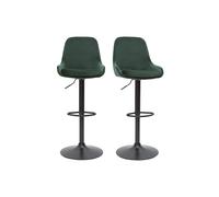 Tabourets de bar design réglables velours vert (lot de 2) HOLO