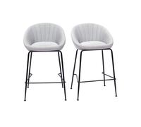 Tabourets de bar design tissu gris clair 65 cm (lot de 2) SHERU